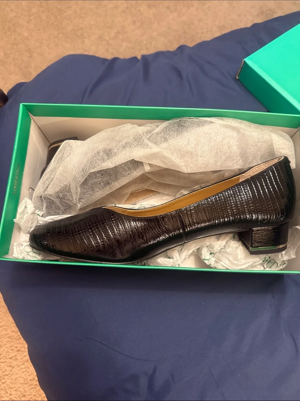 J.Renee Black Croc-Embossed Ballet Flats